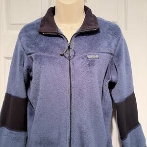 Vintage Patagonia Women’s Polartec Fleece Jacket Full Zip Blue Black M USA FA99